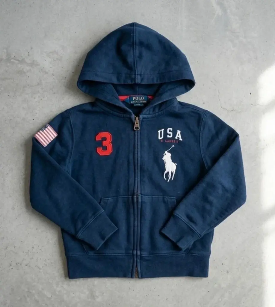 Polo Ralph Lauren Navy USA Hoodie - Age 3 Years - 100% Cotton