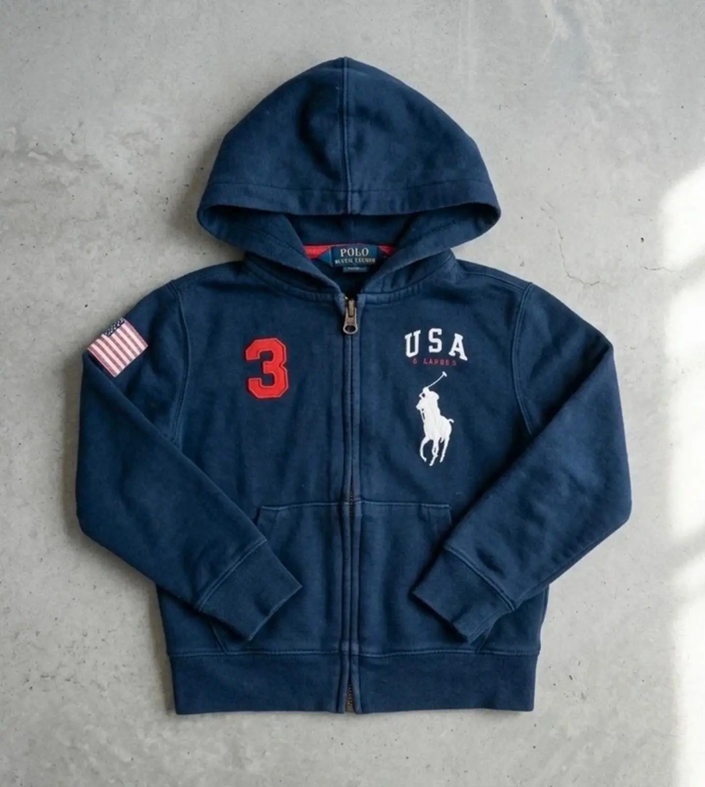 Polo Ralph Lauren Navy USA Hoodie - Age 3 Years - 100% Cotton