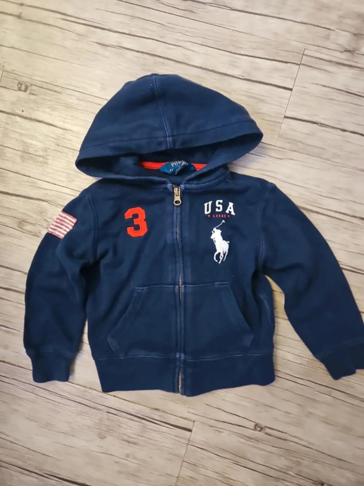 Polo Ralph Lauren Navy USA Hoodie - Age 3 Years - 100% Cotton - Image 2