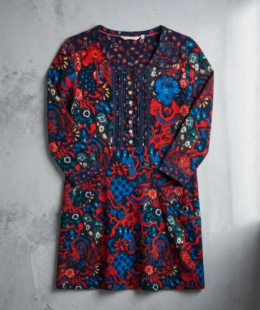 Country Rose Multi-Pattern Tunic Dress - Size 12 - Excellent Condition