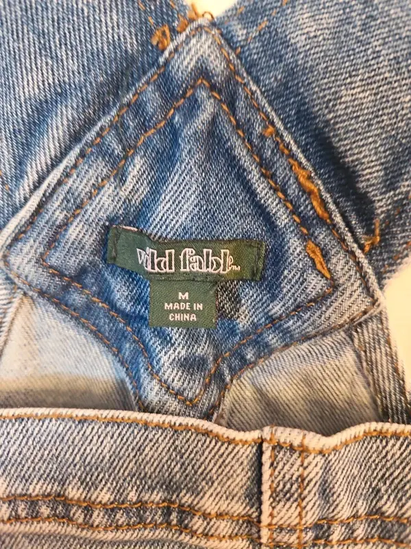 Wild Fable Distressed Denim Shortalls Dungarees Size M - Image 7