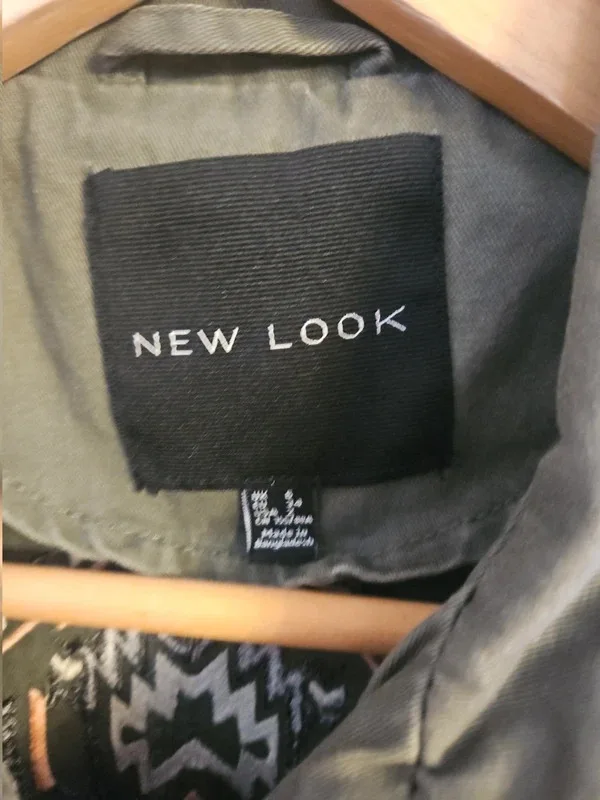 New Look Oversized Khaki Embroidered Utility Jacket Size 6 - Image 7