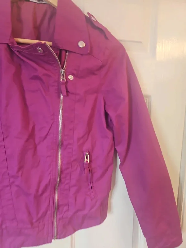 Purple Cotton Biker Jacket Size 12 Dunnes Stores - Image 6
