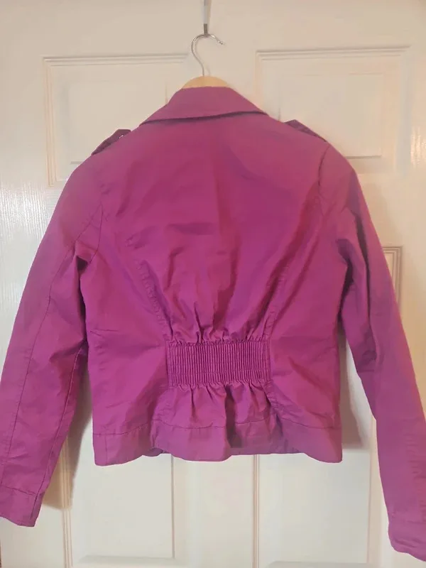 Purple Cotton Biker Jacket Size 12 Dunnes Stores - Image 9