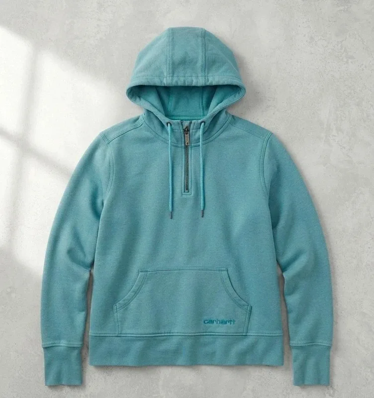 Carhartt Light Blue Quarter Zip Hoodie Women’s Size XL 16-18
