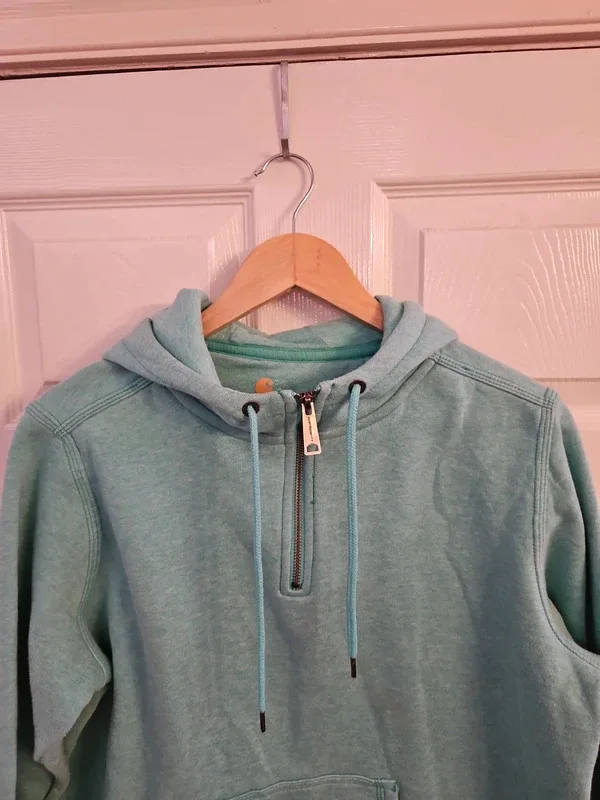 Carhartt Light Blue Quarter Zip Hoodie Women’s Size XL 16-18 - Image 3