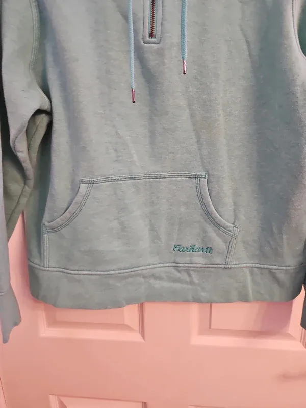 Carhartt Light Blue Quarter Zip Hoodie Women’s Size XL 16-18 - Image 4