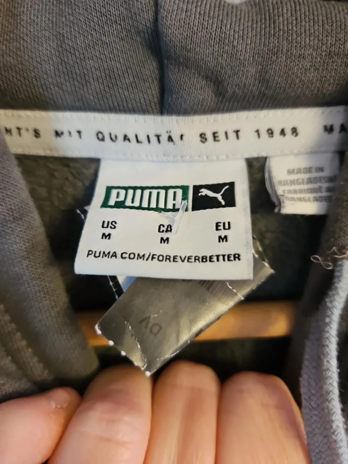 Vintage Puma Retro Hoodie Grey Embroidered Graphic Sweatshirt - Size M Boxy - Image 7