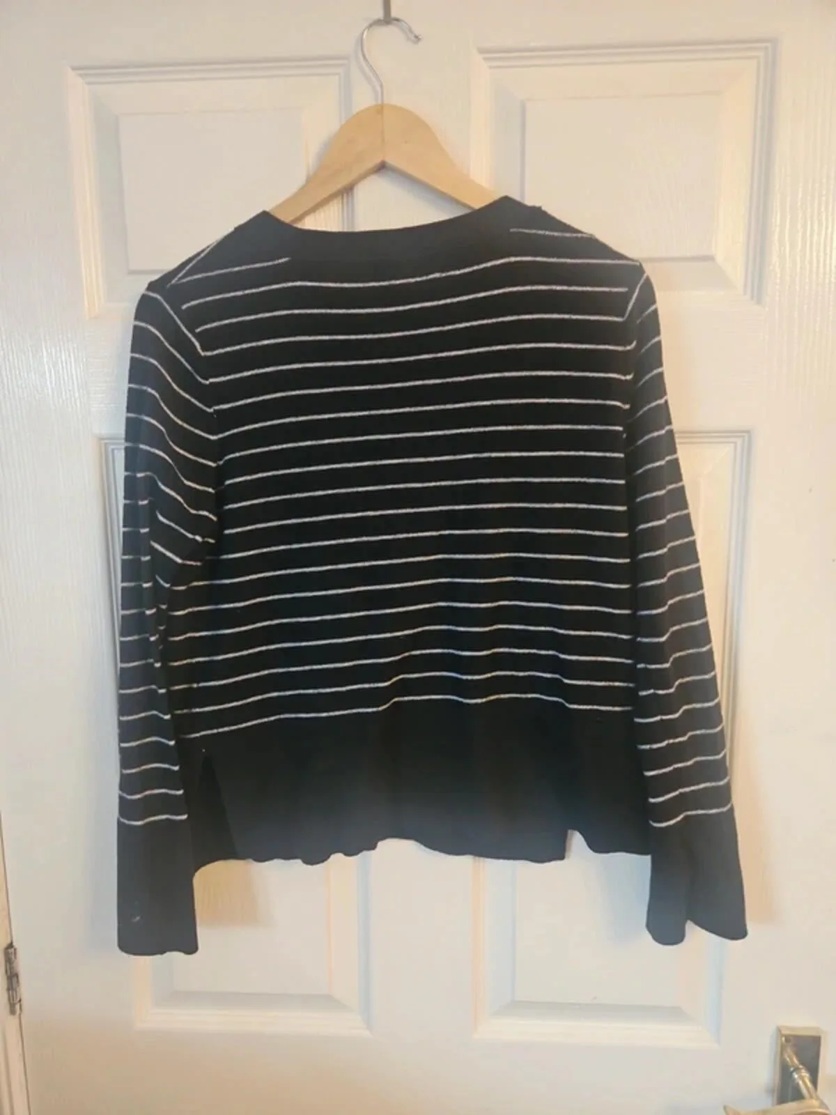 Next Striped V-Neck Cardigan Black & White Size 14 Cotton Blend - Image 6