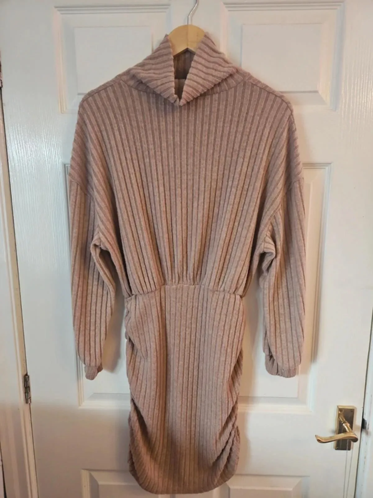 Shein Light Brown Ribbed Turtleneck Sweater Dress - Size L - Image 2