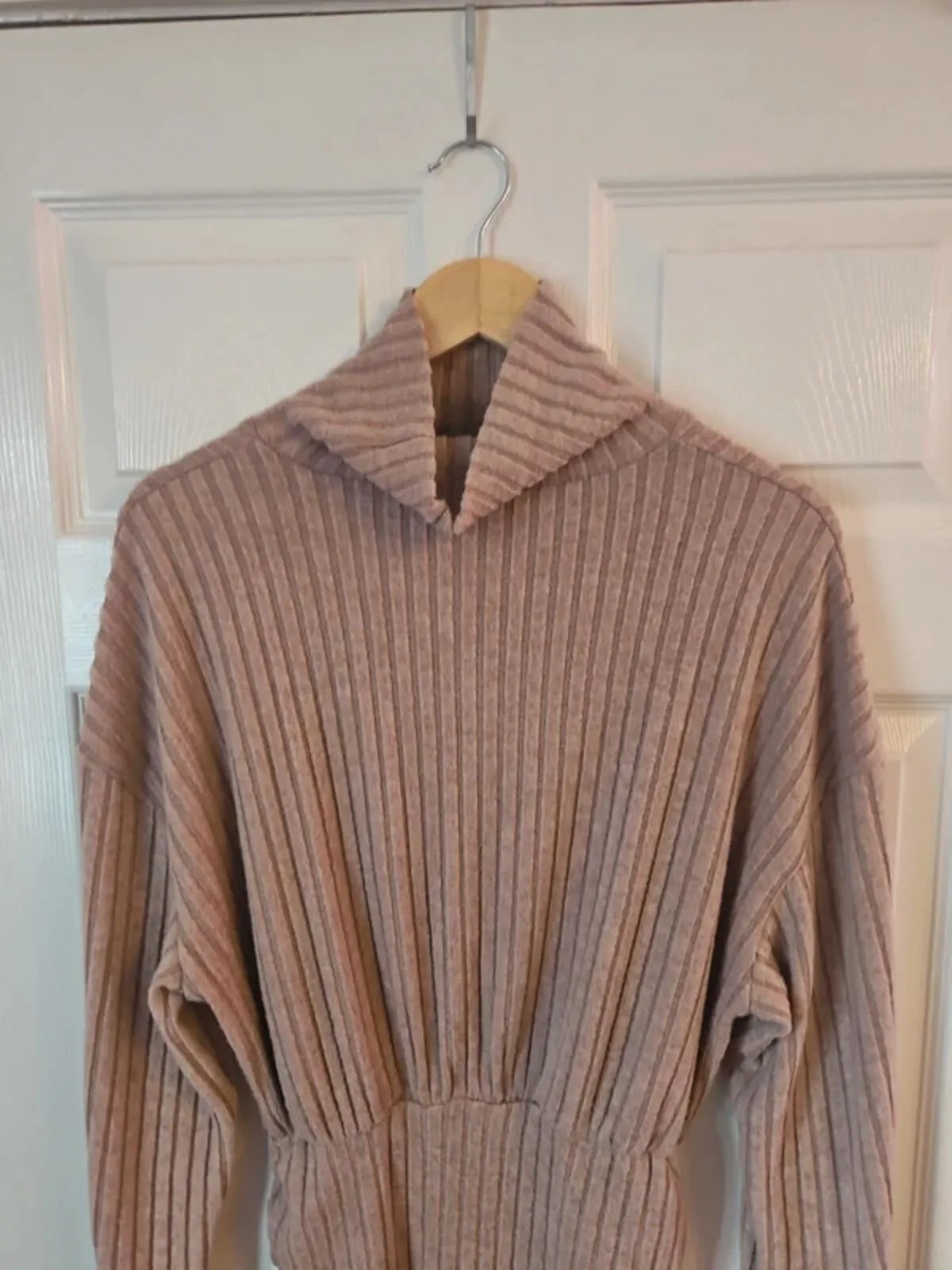 Shein Light Brown Ribbed Turtleneck Sweater Dress - Size L - Image 3