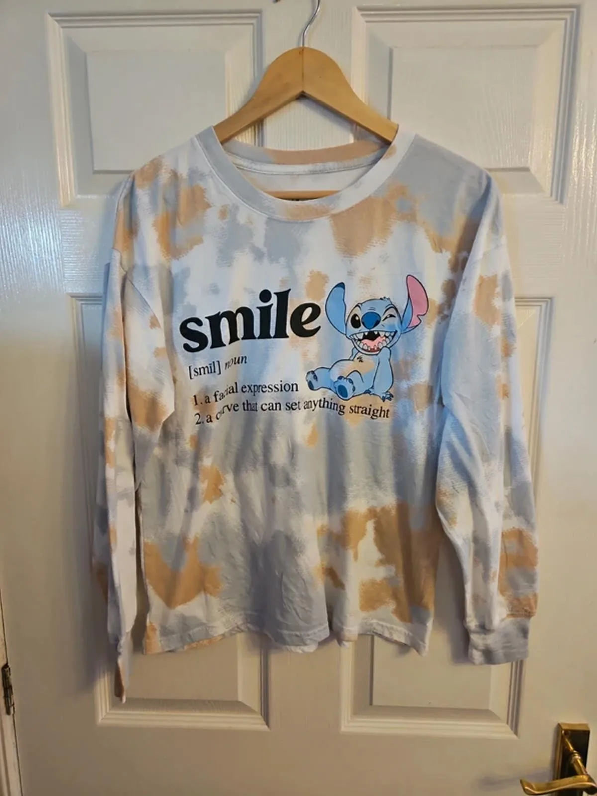 Disney Lilo And Stitch Tie Dye Long Sleeve Top Size S Smile Graphic Tee - Image 2