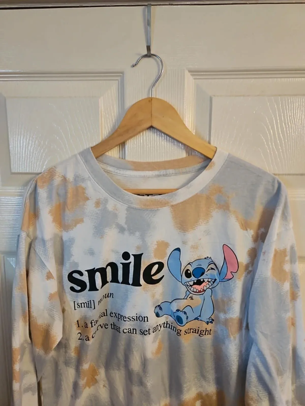 Disney Lilo And Stitch Tie Dye Long Sleeve Top Size S Smile Graphic Tee - Image 3