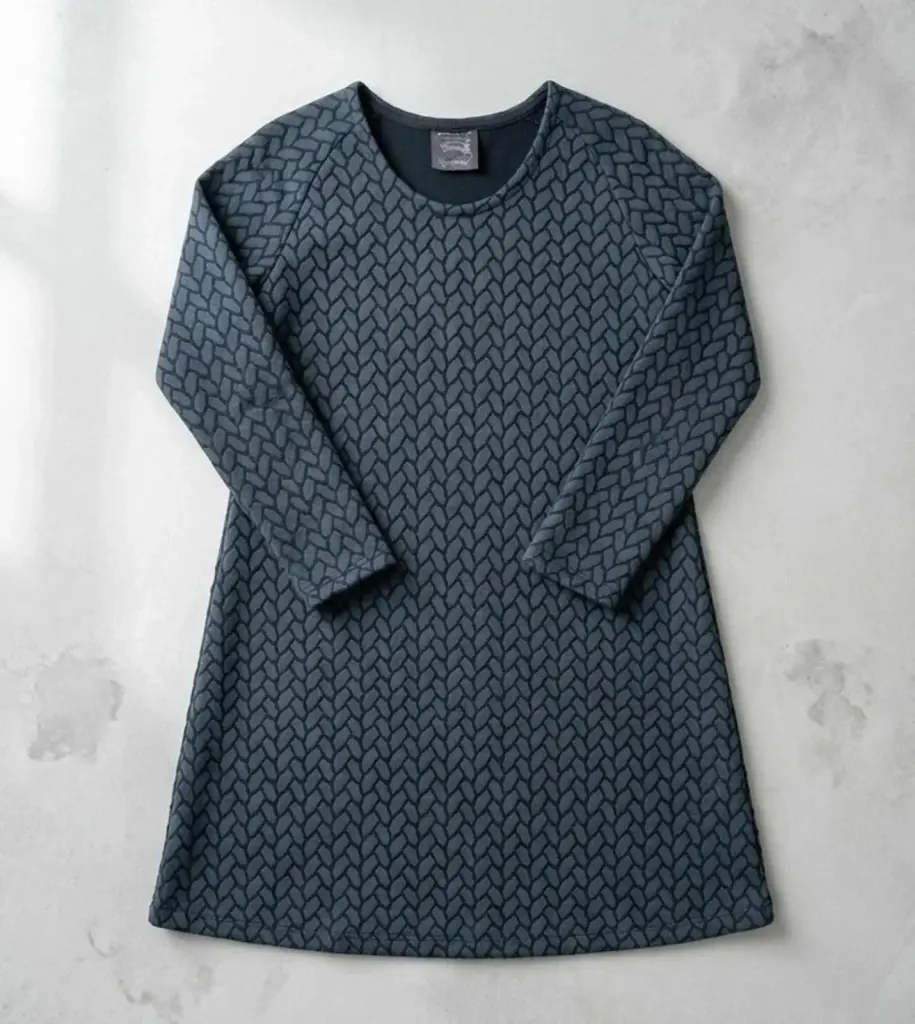 Out Of Xile Blue Grey Dress Size 10 12 Jacquard A Line Lagenlook Midi Dress