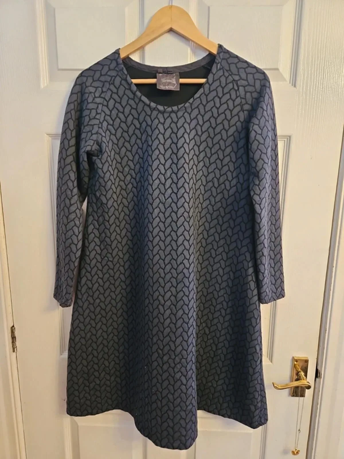 Out Of Xile Blue Grey Dress Size 10 12 Jacquard A Line Lagenlook Midi Dress - Image 2