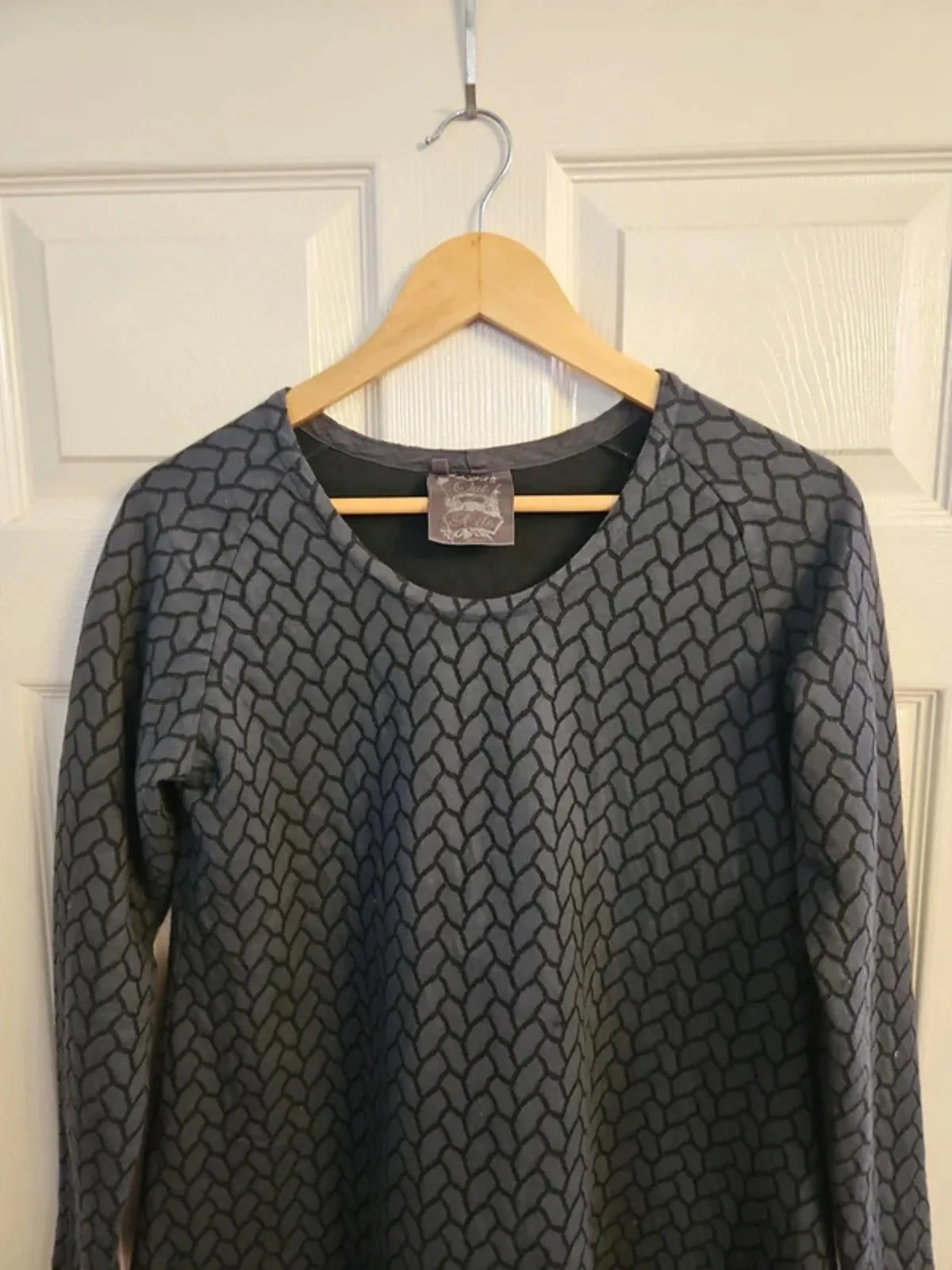 Out Of Xile Blue Grey Dress Size 10 12 Jacquard A Line Lagenlook Midi Dress - Image 3