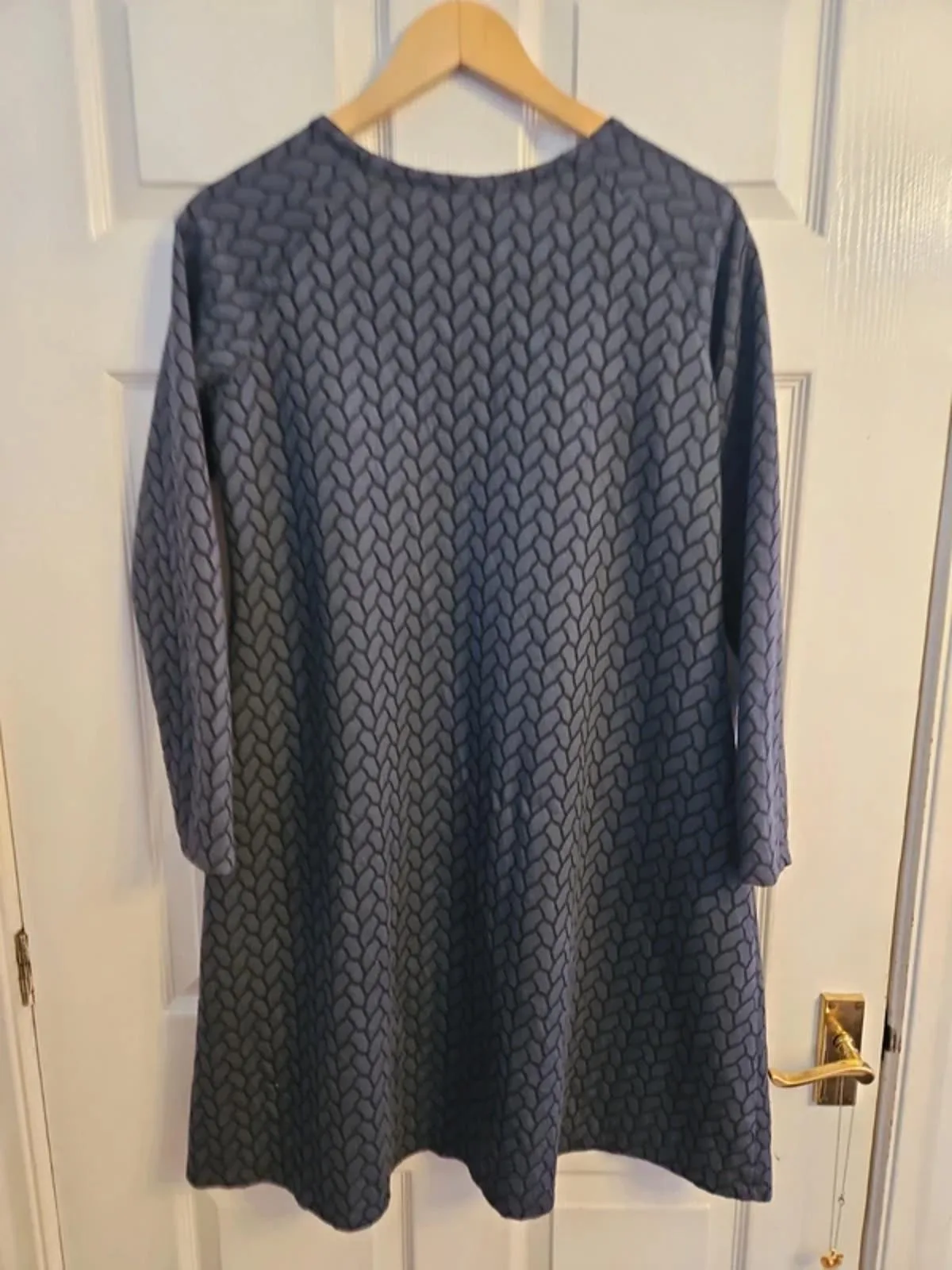 Out Of Xile Blue Grey Dress Size 10 12 Jacquard A Line Lagenlook Midi Dress - Image 6