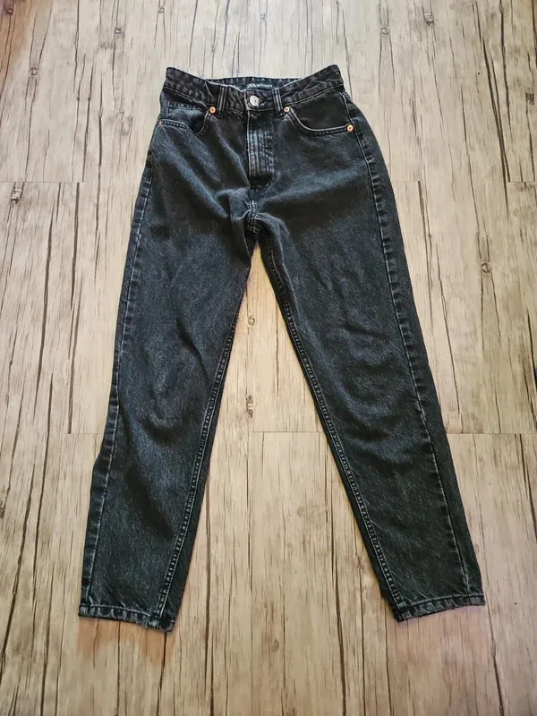 Zara Black Washed High Waist Cropped Straight Leg Jeans Size UK 8 EUR 36