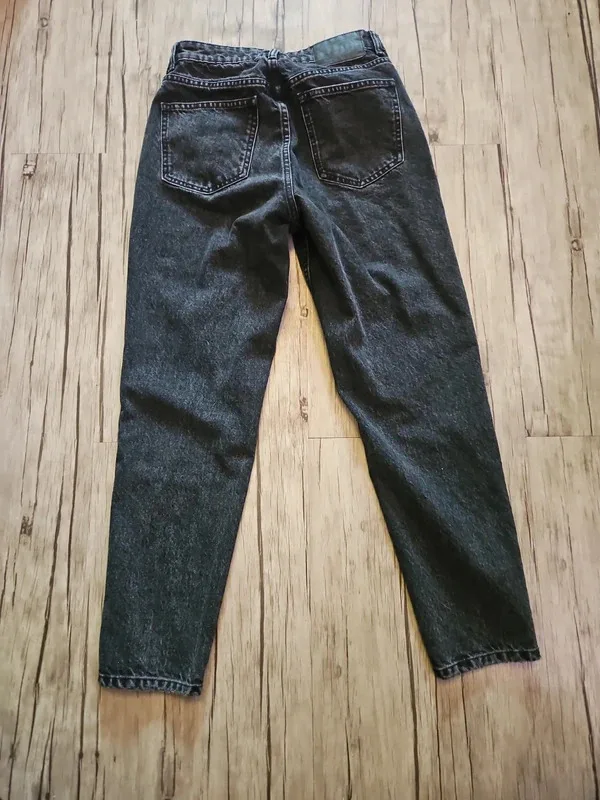 Zara Black Washed High Waist Cropped Straight Leg Jeans Size UK 8 EUR 36 - Image 5
