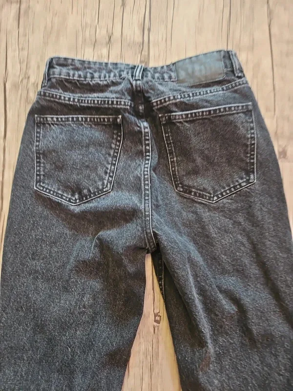 Zara Black Washed High Waist Cropped Straight Leg Jeans Size UK 8 EUR 36 - Image 6