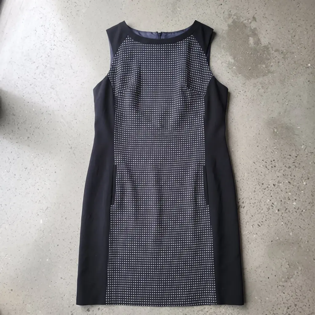 Next Tailored Office Siren Shift Dress Black / Geometric Print - Size 16