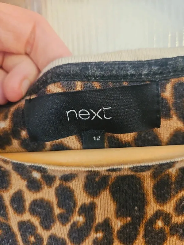 Next Leopard Print Fine Knit Tunic Mini Jumper Dress - Size 12 - Image 5
