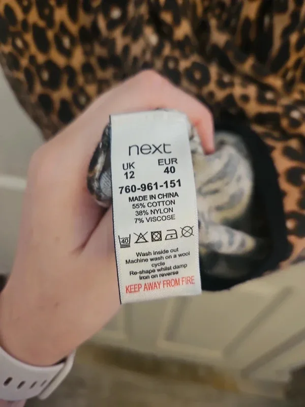 Next Leopard Print Fine Knit Tunic Mini Jumper Dress - Size 12 - Image 7