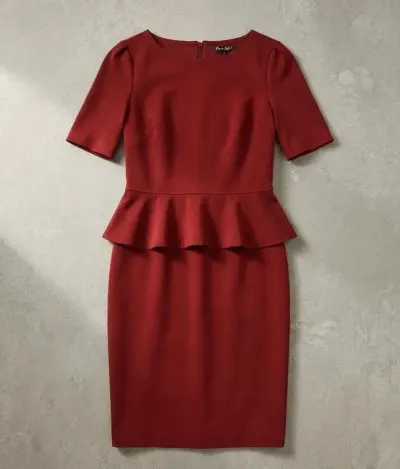 M&S claret red peplum dress