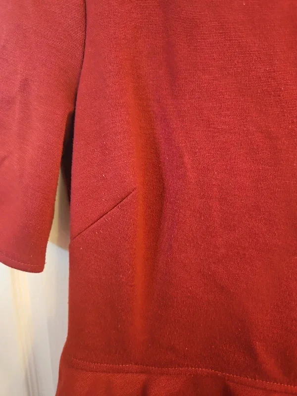 M&S Woman Claret Red Peplum Short Sleeve Dress - UK Size 14 - Image 6