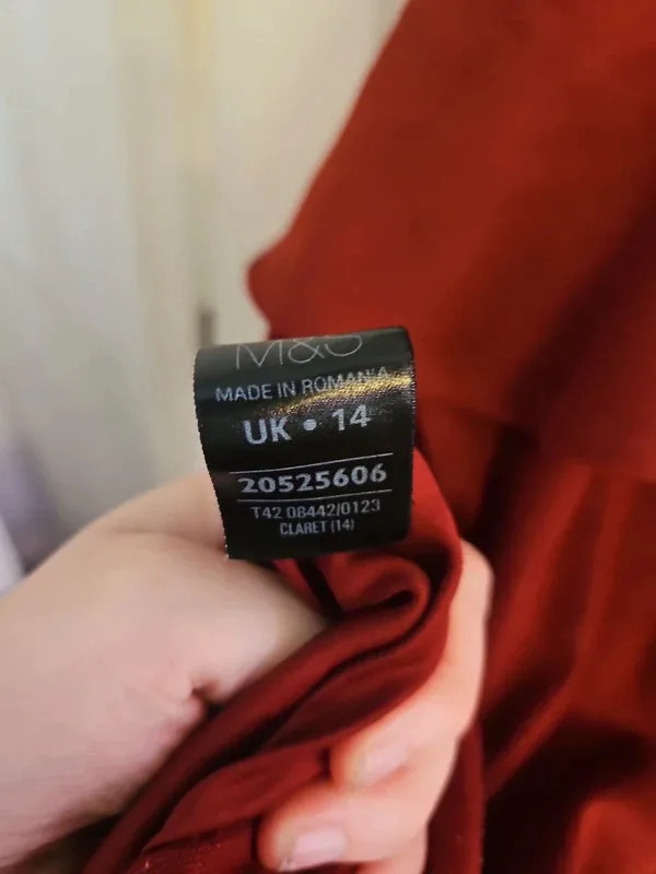 M&S Woman Claret Red Peplum Short Sleeve Dress - UK Size 14 - Image 8
