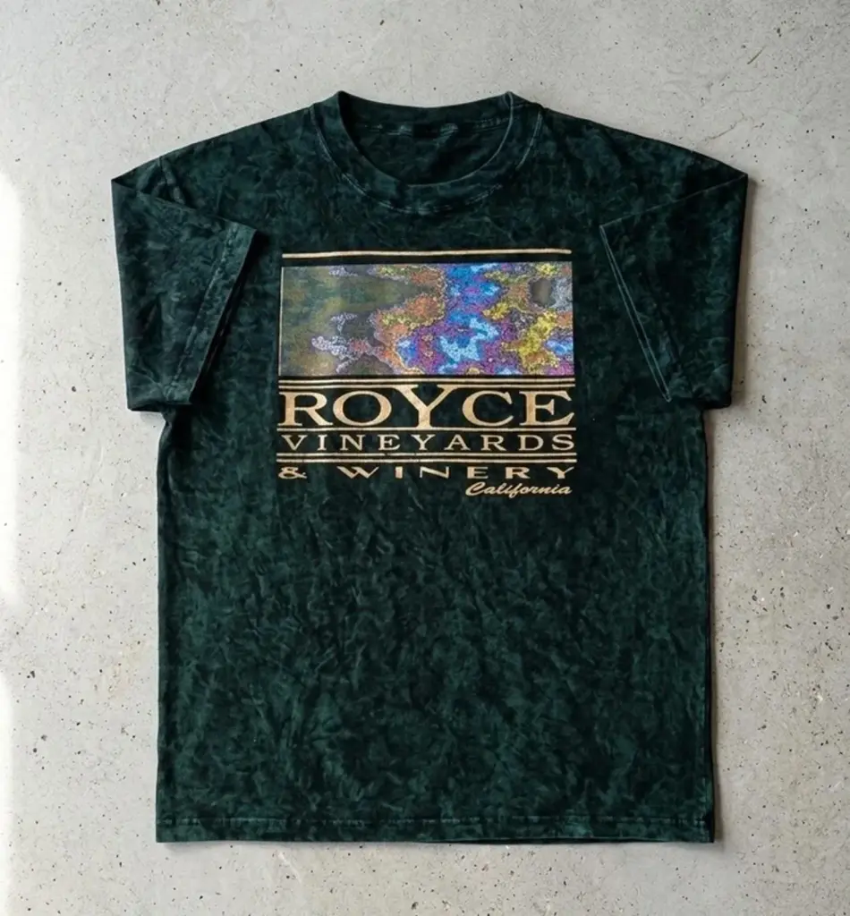Vintage 90s Keehn Scenes "Royce Vineyards" AOP T-Shirt - Dark Green Acid Wash