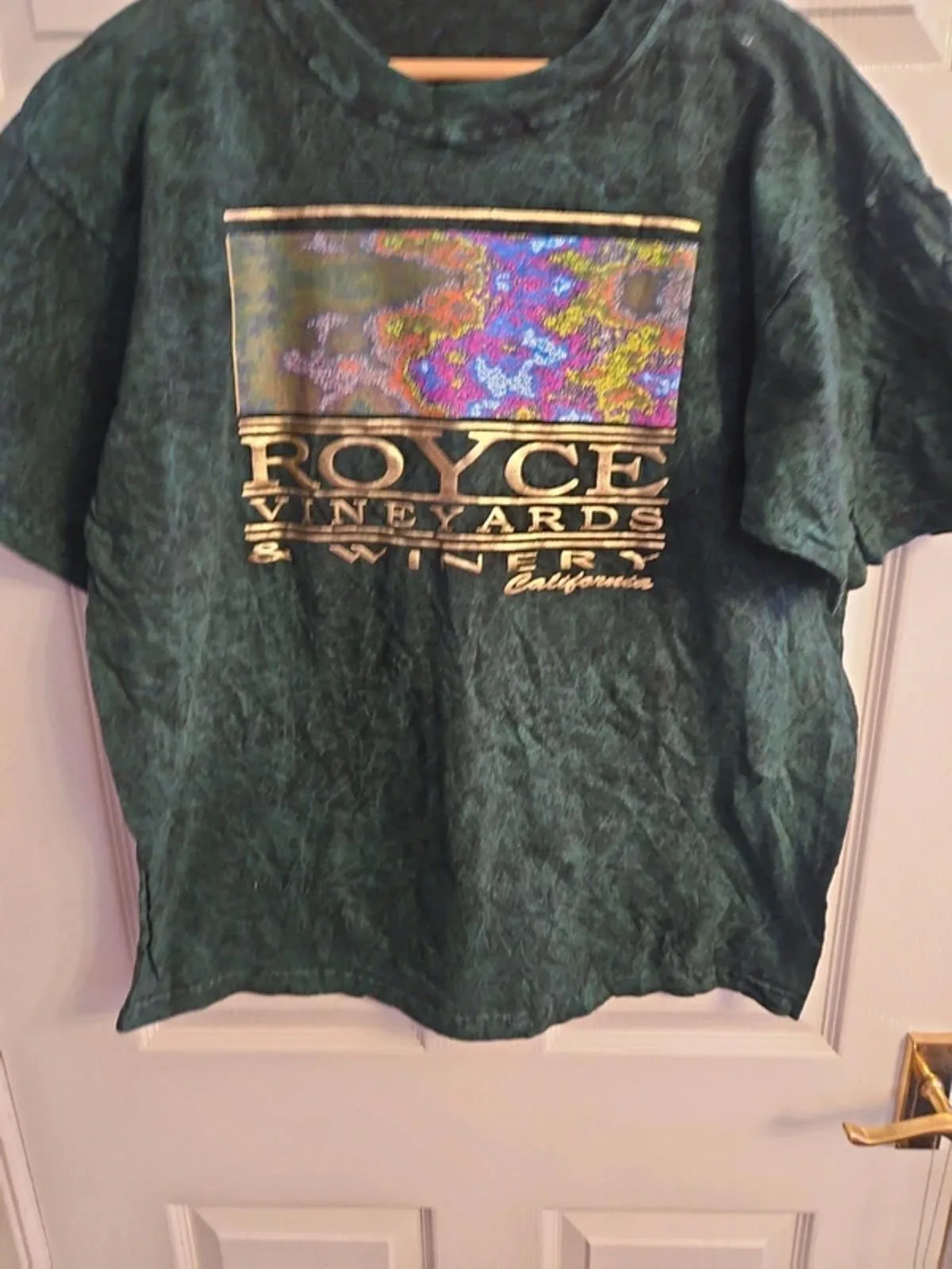 Vintage 90s Keehn Scenes "Royce Vineyards" AOP T-Shirt - Dark Green Acid Wash - Image 4