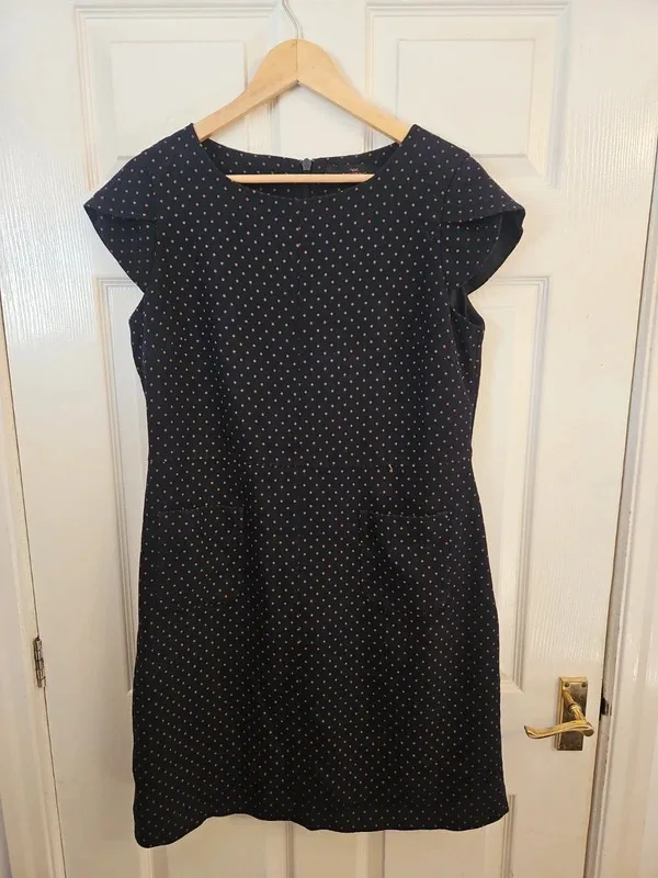 Next Navy Blue Polka Dot Dress Size 16 - Image 2