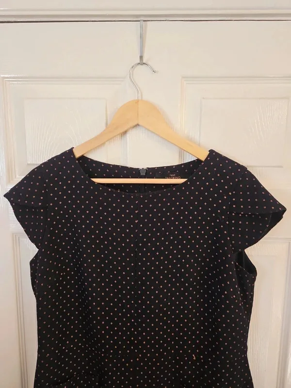 Next Navy Blue Polka Dot Dress Size 16 - Image 3