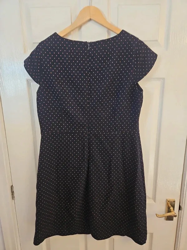 Next Navy Blue Polka Dot Dress Size 16 - Image 8