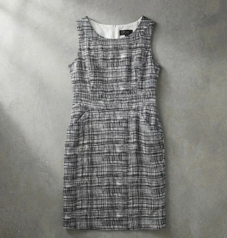 Pure Collection 100% Silk Textured Weave Shift Dress - Size 12