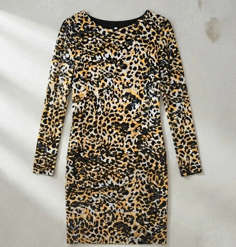 M&S Limited Edition Mustard Leopard Animal Print Midi Dress - Size 14