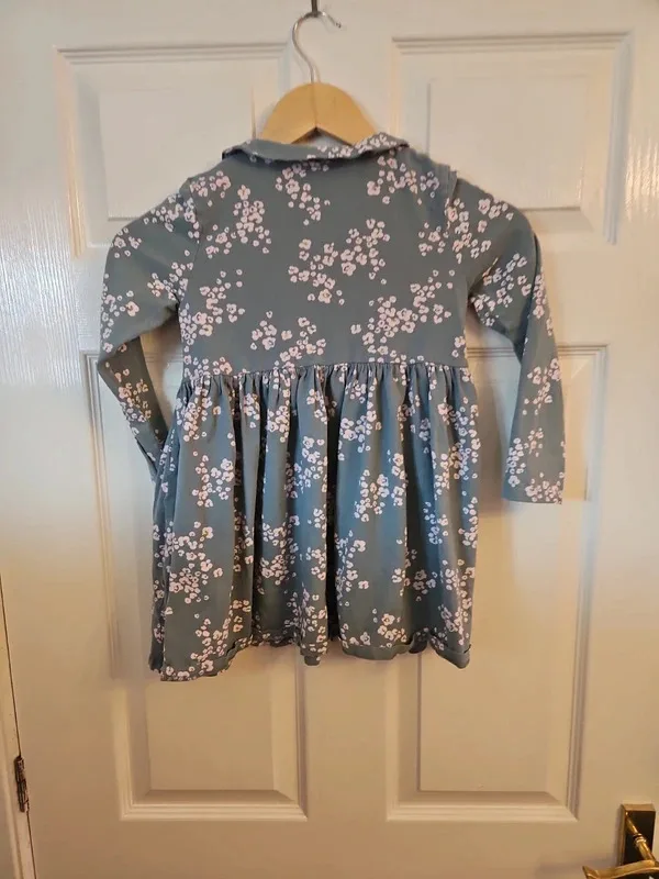 Next Girls Sage Green & Pink Floral Cotton Dress Age 5-6 Years (116cm) - Image 6