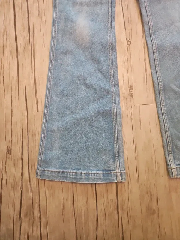 Rank 45 Low Waisted Flared Jeans Light Wash Y2K Rhinestone Detail W30 L32 - Image 7