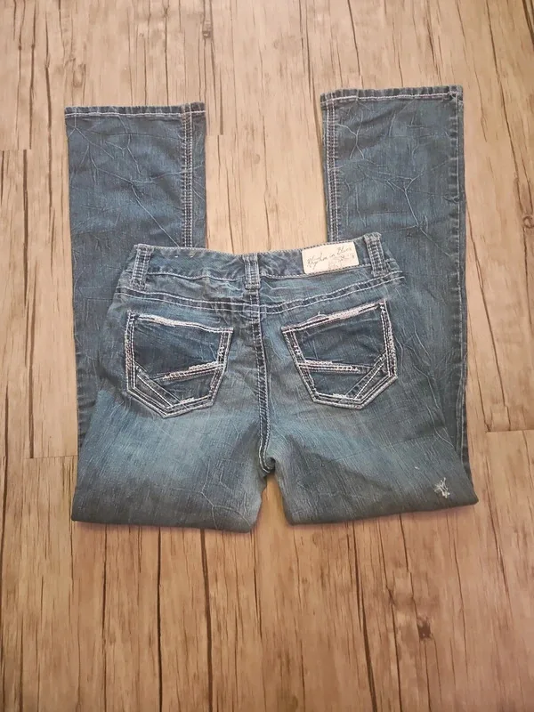Rhythm In Blues Low Waisted Flared Jeans Size 8