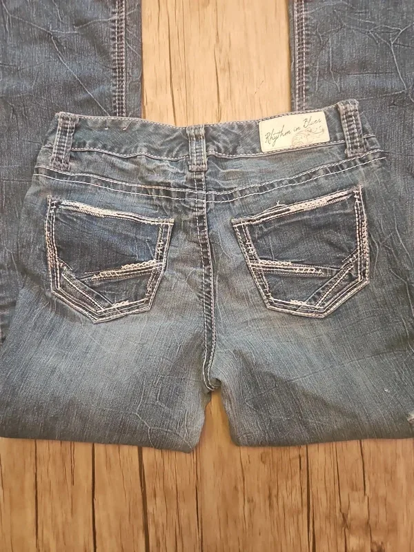 Rhythm In Blues Low Waisted Flared Jeans Size 8 - Image 4