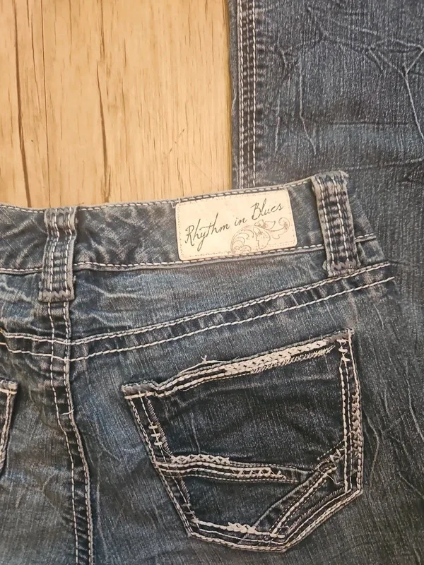 Rhythm In Blues Low Waisted Flared Jeans Size 8 - Image 5