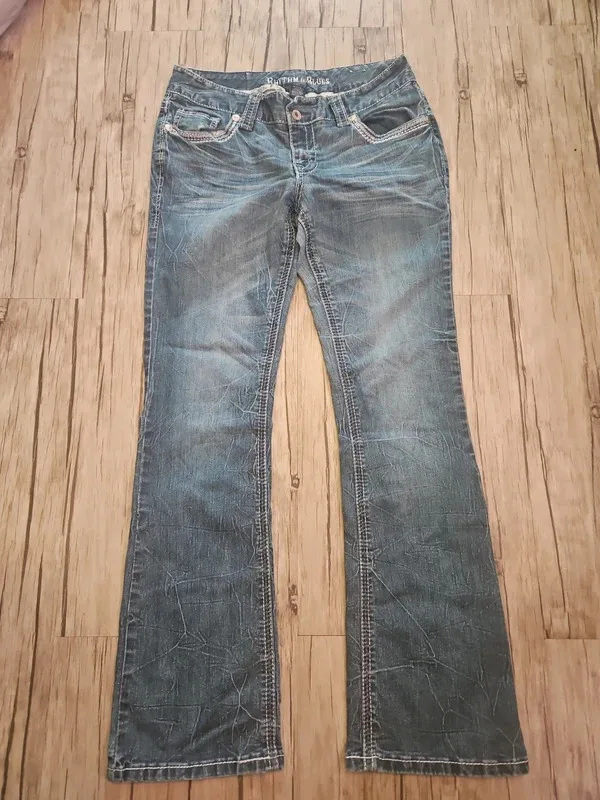 Rhythm In Blues Low Waisted Flared Jeans Size 8 - Image 6