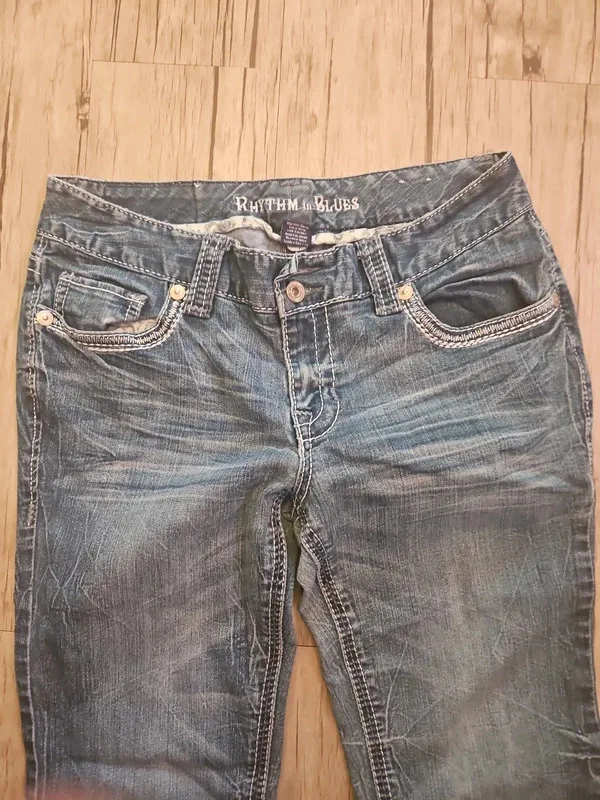 Rhythm In Blues Low Waisted Flared Jeans Size 8 - Image 9