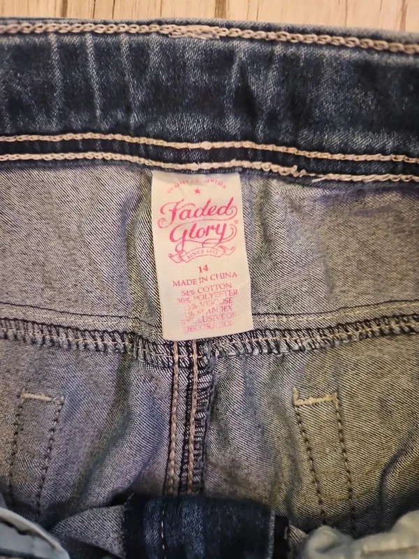 Faded Glory Low Waisted Flared Jeans Distressed Blue Denim Size W28 L29 - Image 9