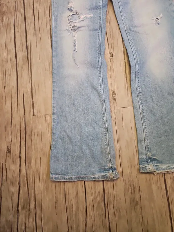 Amethyst Light Blue Low Rise Flared Distressed Jeans Best Fit 12-14 - Image 7