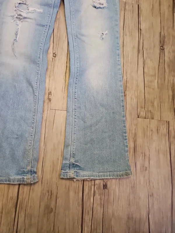 Amethyst Light Blue Low Rise Flared Distressed Jeans Best Fit 12-14 - Image 8