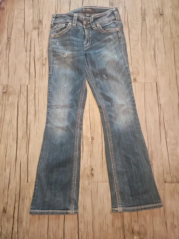 Silver Suki Surplus Low Waisted Flared Jeans W28 L29 - Image 5
