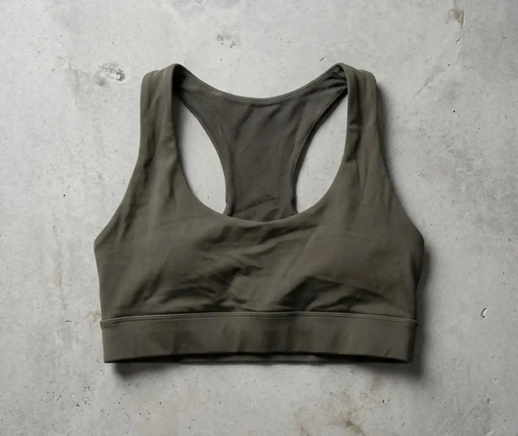 Forever 21 Khaki Green Racerback Sports Bra Khaki Gym Workout Crop Top - Size S