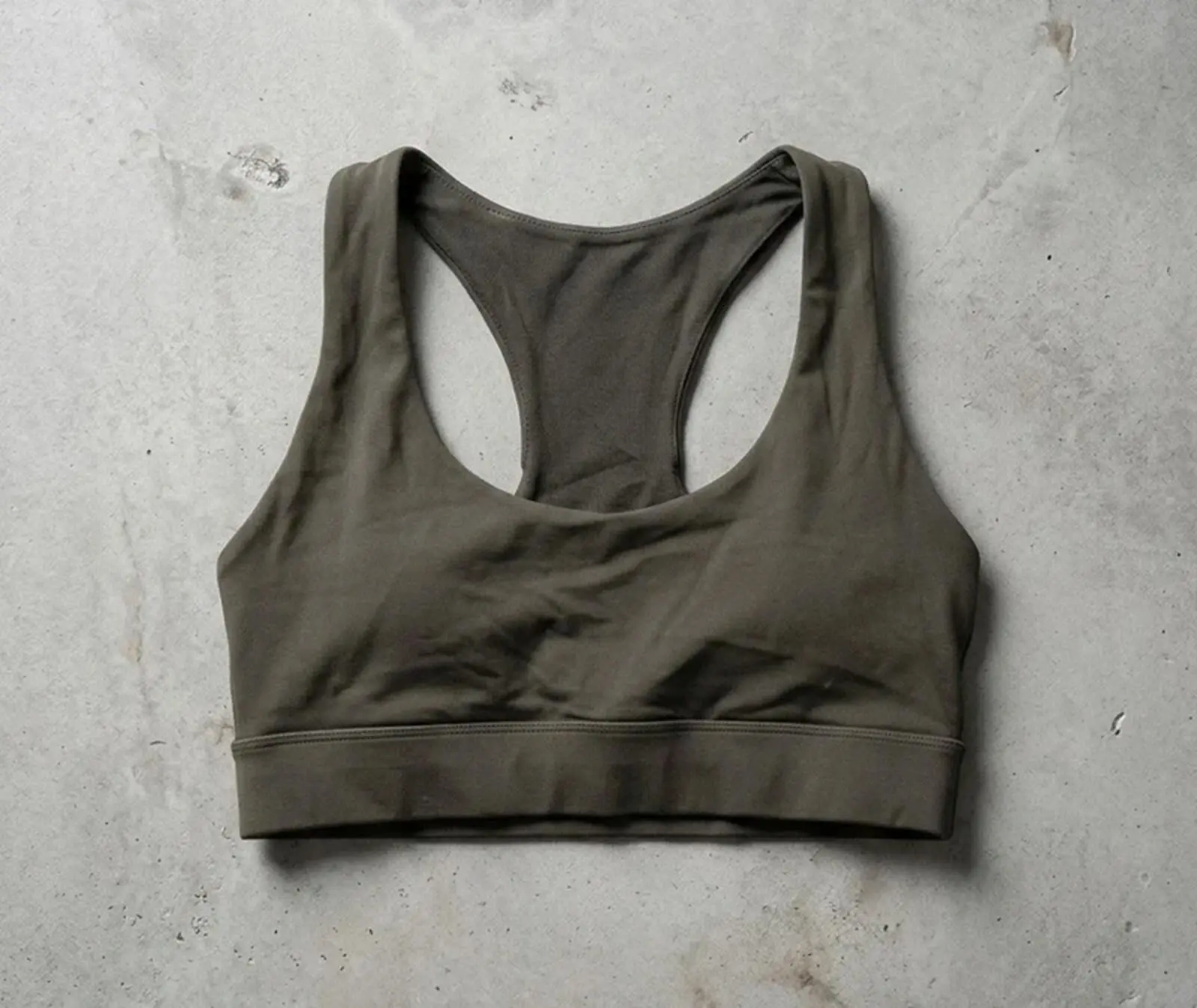 Forever 21 Khaki Green Racerback Sports Bra Khaki Gym Workout Crop Top - Size S